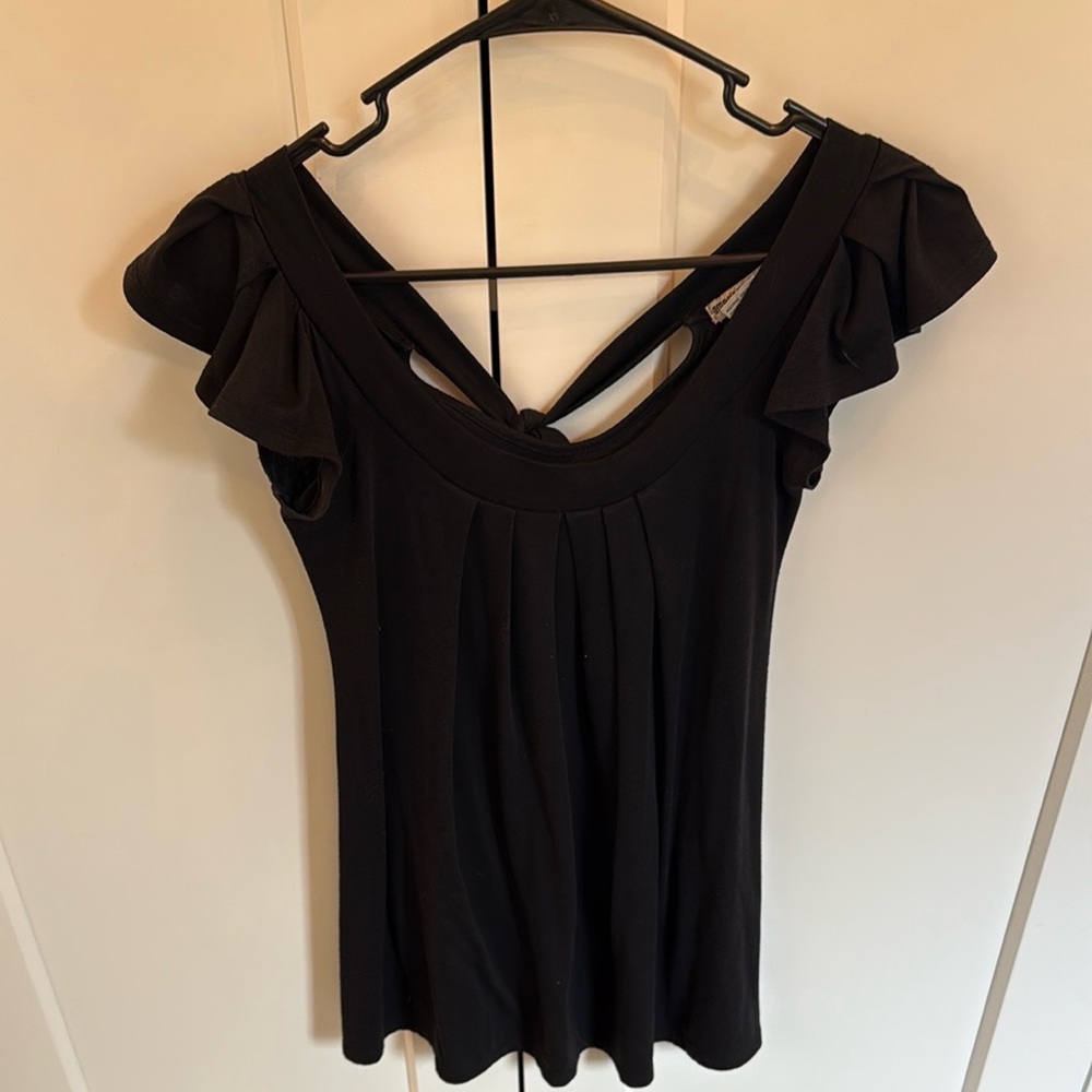 American Dream Black Cap Sleeve Backless Blouse